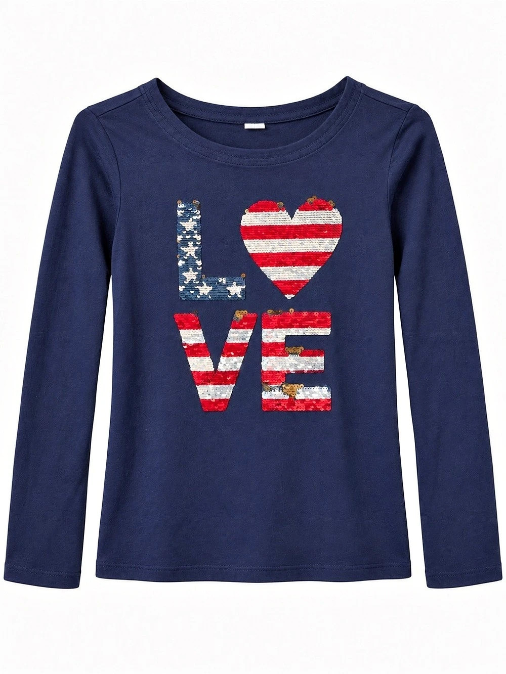 Gap Kids Girls Sequin LOVE Long Sleeve Shirt Navy XXL 14–16